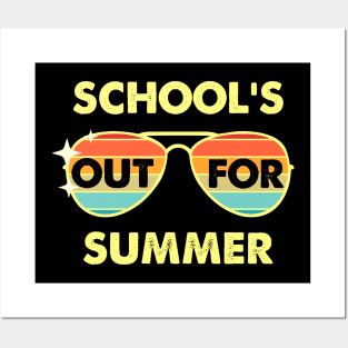 School's Out For Summer Retro Sunglasses Beach Vibes Summer Vacation Gift Posters and Art